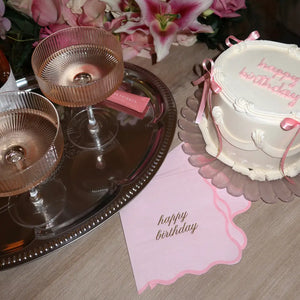Pink and Gold Happy Birthday Cocktail Napkins