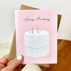 Happy Birthday Pink Cake - Card