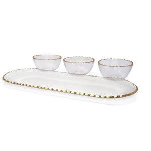 3 Bowl Serving Dish Gold Rim