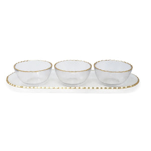 3 Bowl Serving Dish Gold Rim