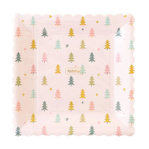 Bright Holiday Scalloped Tree Plate