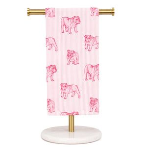 Pink Bulldog Tea Towel