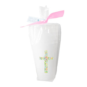 Floral Cross Frosted Cups