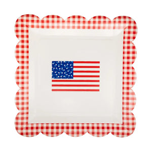Gingham Flag Paper Plate