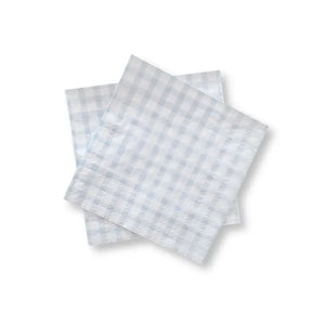 Small Baby Blue Gingham Cocktail Napkins