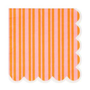 Orange and Pink Striped Cocktail Napkin