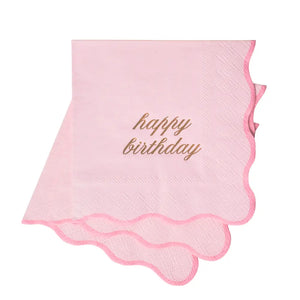 Pink and Gold Happy Birthday Cocktail Napkins