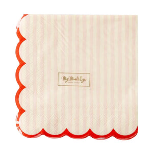 Pink Striped Scalloped Napkin