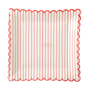 Red Striped Scalloped Plate