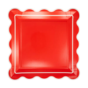 Red Scalloped Edge Plate