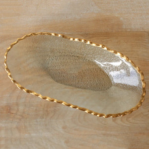 Seward Oval Serving Tray Clear/Gold