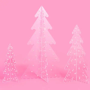 Acrylic Decorative Holiday Tree - Clear w/ pearls