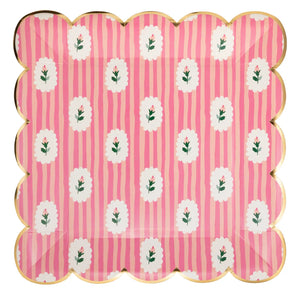 Striped Floral Dinner Plates