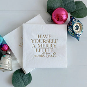 Have yourself a merry little cocktail napkin - gold