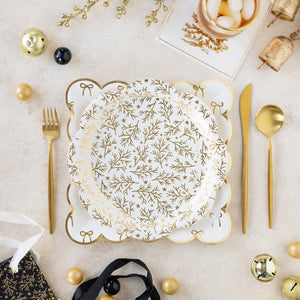 Gold Bows Paper Plate