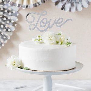 Silver Love Cake Topper