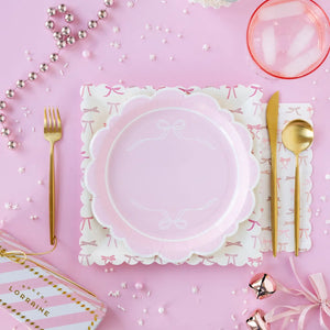 Pink Multi Bows Paper Plate