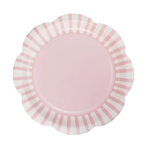 Pink Striped Scalloped Plate