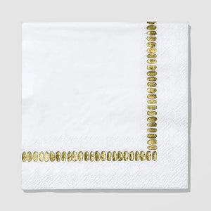 White and Gold Brush Cocktail Napkins